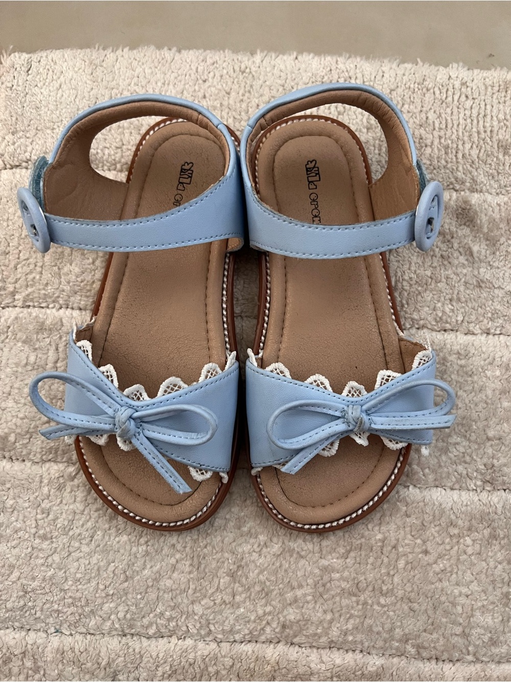 Calvin Klein Baby Blue Bow Lace Trim Sandals